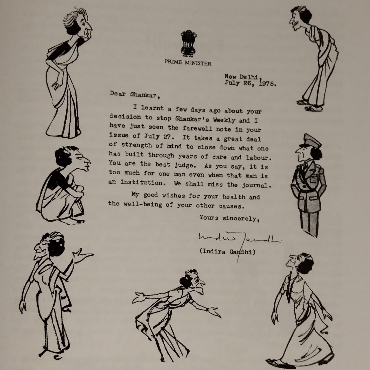 Indira gandhi letter to sankar 