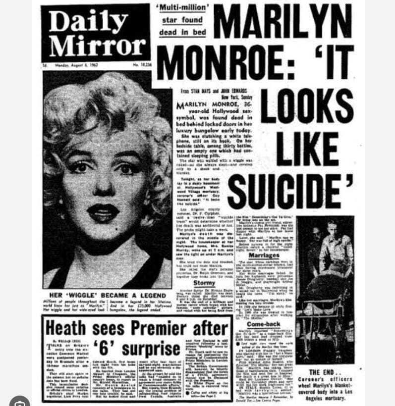 marilyn monroe suicide news
